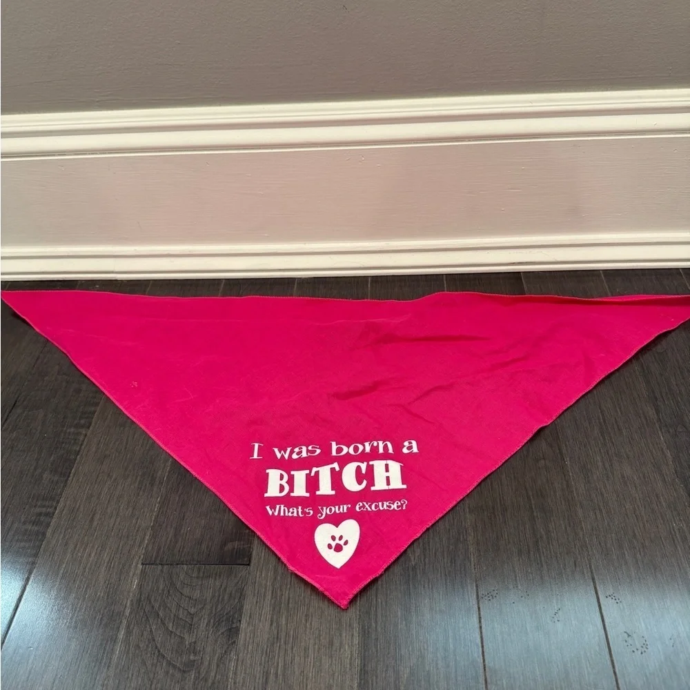 🎉HP🎊 NWOT I Was Born A B*tch What’s Your Excuse Pink & White Dog Pet Bandana